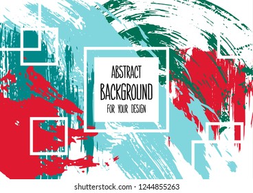 Abstract background for your design. Universal background. Colorful elements. Cover, flyer, banner, web, print. Acrylic paints, brushes, blots, geometric. Wallpaper