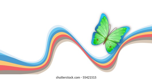 Abstract background for your design. The vector butterfly flies along a tape