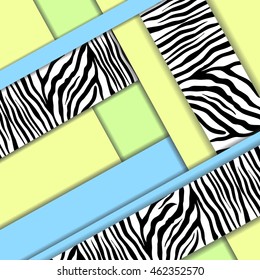 Abstract background. Zebra Stripes.Layers with shadow