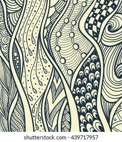 Abstract  Background   with Zen doodle or  Zen tangle  pattern black on white for coloring page or relax coloring book or wallpaper or for decorate package clothes 