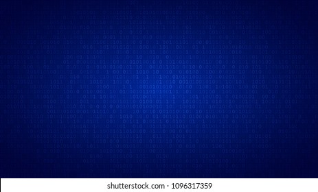 Abstract background of zeros ad ones in blue colors.