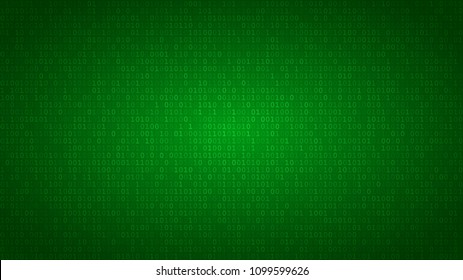 Abstract background of zeros ad ones in green colors.