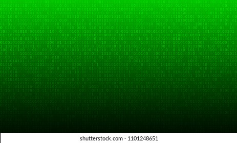 Abstract background of zeros ad ones in green colors.