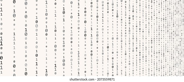 Abstract background with zeros and ones numbers. Perspective view.