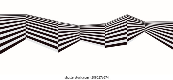 Abstract background with zigzag lines. Stripes optical art illusion.