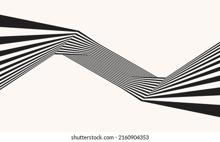 Abstract background with zigzag lines. Stripes optical art illusion.