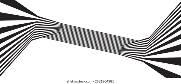 Abstract background with zigzag lines. Stripes optical art illusion. Balck and white illustration.