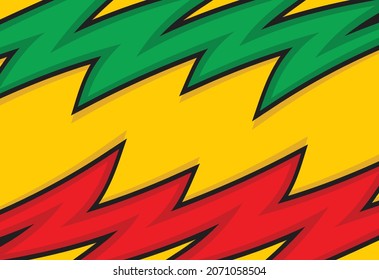 Abstract background with zigzag pattern and with Jamaican color theme