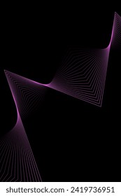 Abstract background with zigzag waves for banner. Standart poster size. Geometric background with lines in vector. Element for design isolated on black. Pink. Valentine's Day. Women's Day. Brochure