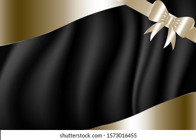 Abstract background.Black satin silky cloth smooth texture.Paper art style.For luxury banner,decoration,celebration, holiday.Vector illustration.Eps10 