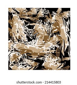 Abstract background.Blots, dabs, curves in an abstract background.  Square vector illustration.