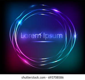abstract background,dark backround with blue neon  circus frame  and text.Invitation card,banner,greeting card