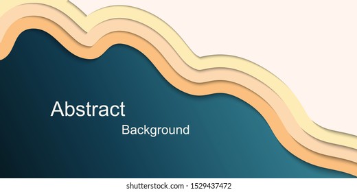 Abstract  background.Dark blue sea and beach island on night. paper cut shapes.Art design layout for  business travel, flyers, posters 