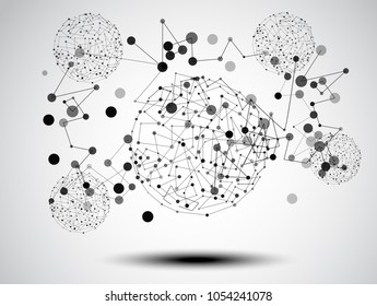 Abstract background.Geometric connecting lines and dots.Connection science and technology.Molecular structure dna or neuron composition.Graphic background for design.Vector illustration.