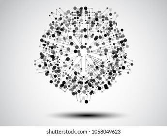 Abstract background.Geometric connecting lines and dots.Connection science and technology.Molecular structure dna or neuron composition.Graphic background for design.Vector illustration.