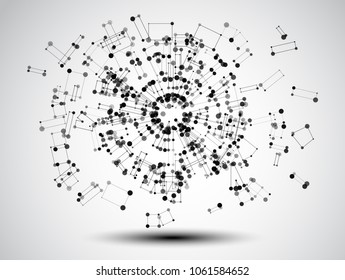 Abstract background.Geometric connecting lines and dots.Connection science and technology.Molecular structure dna or neuron composition.Graphic background for design.Vector illustration.