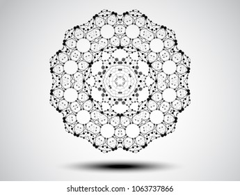Abstract background.Geometric connecting lines and dots.Connection science and technology.Molecular structure dna or neuron composition.Graphic background for design.Vector illustration.