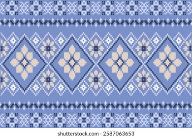 Abstract background.Geometric ethnic oriental embroidery.Aztec style.Design for texture,fabric,cloting,carpet,knitewar,curtains,wrapping,batik,scarf,vector,illustration.blue tone