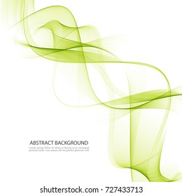 Abstract background.Green wave of smoke on a white background.