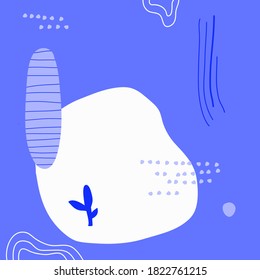 Resumen de fondo.Hand dibujó varias formas y objetos de doodle.Sencillas ilustraciones vectoriales modernas. Colores blu brillantes. Patrón contemporáneo para la impresión. Diseño de fondo de escritorio.