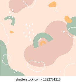Abstrakter Hintergrund.Handgezeichnet verschiedene Formen und doodle Objekte.Einfache, moderne, trendige Vektorgrafiken.Kreative minimalistische Illustrationen für Wanddekoration, Postkarte oder Broschürendesign.