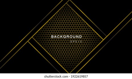 Abstract background.Luxury of black and gold Vector illustration.Geometric themed screen illustration design, hexagon design. Modern. Dark color embossed design.Embossed hexagon black background.EPS10