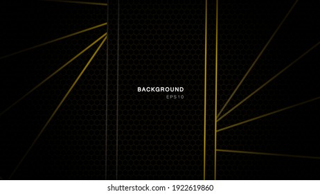 Abstract background.Luxury of black and gold Vector illustration.Geometric themed screen illustration design, hexagon design. Modern. Dark color embossed design.Embossed hexagon black background.EPS10