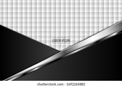  Abstract background.Luxury of black metallic with silver glossy.White space modren design.Layout for banner, business, presentations, flyers, posters.Vector illustration.Eps10