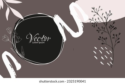Abstract background.Luxury minimal style wallpaper with line art flower and botanical leaves,Organic splashes.