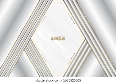  Abstract background.Luxury of white and gray.polygon shape wtih golden line.Layout for banner, business, presentations, flyers, posters.Vector illustration.Eps10