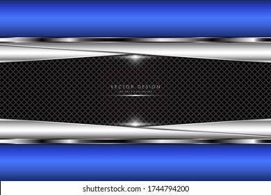 Abstract background.Metallic of blue with carbon fiber.Dark space technology concept.Vector illustration.Eps10