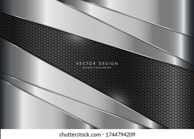 Abstract background.Metallic of gray with carbon fiber.Dark space technology concept.Vector illustration.Eps10