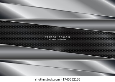 Fondo abstracto.Metálico de gris con fibra de carbono.Concepto de tecnología espacial oscura.Ilustración vectorial.Eps10