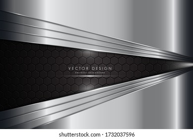 Abstract background.Metallic of gray with polygon.Dark space technology concept.Vector illustration.Eps10