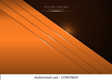 Fondo abstracto.Metálico de naranja con polígono.Concepto de tecnología espacial oscura.Ilustración vectorial.Eps10