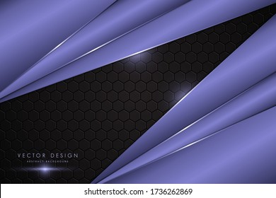 Fondo abstracto.Metálico de púrpura con polígono.Concepto de tecnología espacial oscura.Ilustración vectorial.Eps10