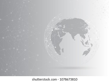 Abstract background.Network connection.Point and line concept of global business.Vector Illustration.