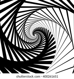 Abstract background-pattern with spirally, vortex effect. Abstract monochrome backdrop spiraling inwards, geometric pattern.