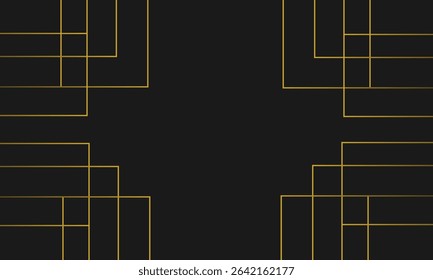 Abstract backgrounds. Black background with paper-cut layers and gold glitter lines. and Copy Space Area, Suitable to be placed on content with the desired theme.vector illustration.
