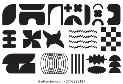 Fundos abstratos, Recursos de marca, Padrão geométrico, Bauhaus inspirado, Formas vetoriais, Formas orgânicas, Linhas onduladas, Estilo Memphis, Design monocromático, Cartaz moderno, Estilo suíço, Design editorial eps