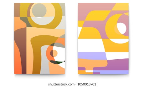 Abstract backgrounds for Cafe menu. Retro design templates for restaurant menu card. Set of cards for corporate identity, flyer or cover, 3D illustration.