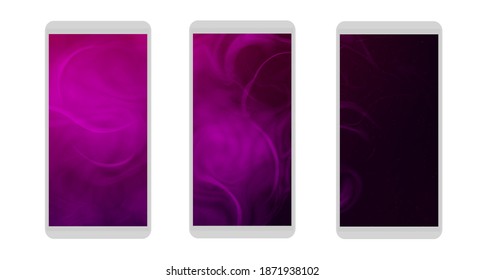 Abstract backgrounds for cell phones.Templates or screensavers for mobile applications.Colored realistic smoke or fog.Realism.Backgrounds for gadgets.White background.Copy space.Vector.