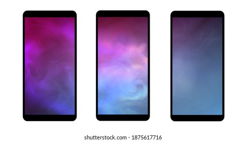 Abstract backgrounds for cell phones.Templates or screensavers for mobile applications.Colored realistic smoke or fog.Realism.Backgrounds for gadgets.White background.Copy space.Vector.