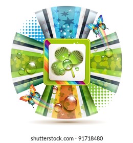 Abstract backgrounds with clover and butterflies