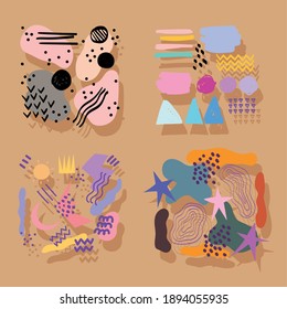 fondo abstracto colección texturas manchas florales dibujadas a mano y elementos ilustración vectorial