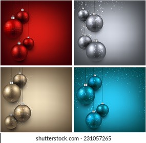 Abstract backgrounds with color christmas balls. Vector illustration. 