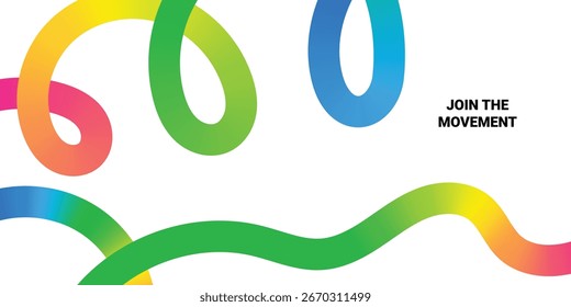 Fondos abstractos con líneas de degradado de color. Bolso con Formas de cinta de degradado de arco iris Squiggle. Patrón de curva ondulada