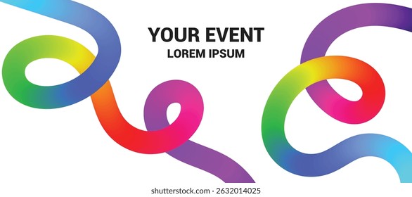 Planos de Fundo Abstratos com Gradiente de Grafite de Linhas de Rabisco de Cor. Divertido padrão de doodle de linha colorida, Linear Rainbow Gradient Swoosh Formas Elementos de design. Onda 3D em branco. Fita de espiral para gráficos fluidos