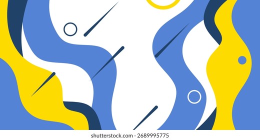 Abstract backgrounds colorful template banner and geometric. Design with liquid shape with blue, yellow and white color. modern wavy shapes abstract curvy