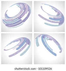 Abstract backgrounds concept. Set of four fragmented torus